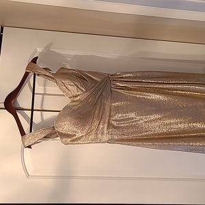 Hayley Paige Gold Metalic Bridesmaid / Prom Dress